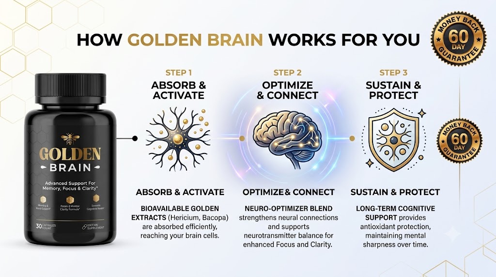 How Golden Brain works — Absorb & Activate, Optimize & Connect, Sustain & Protect